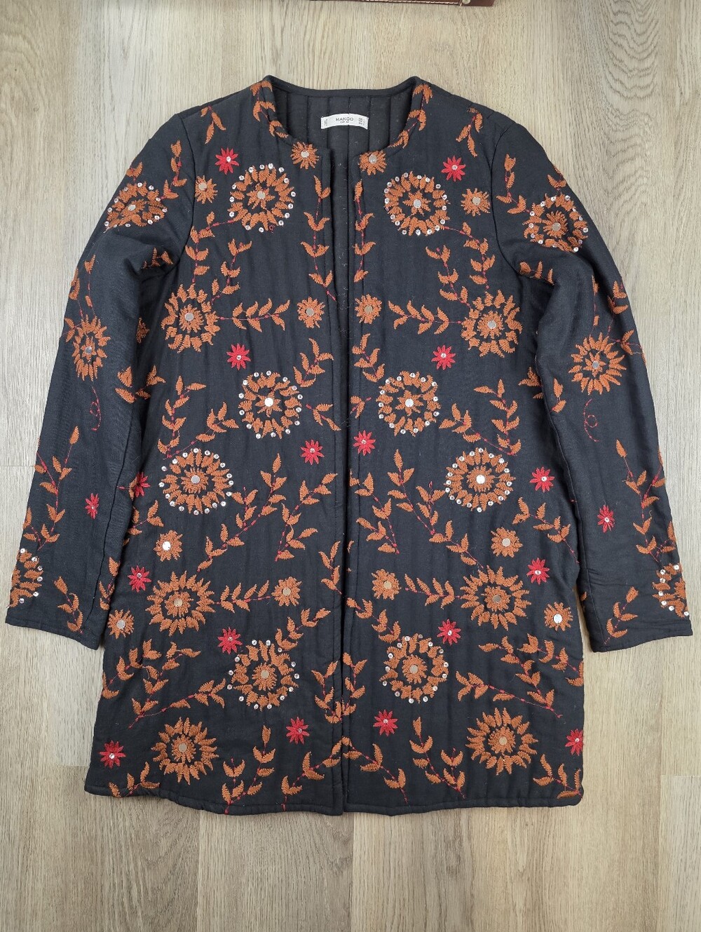 Mango Quilted Embroidered Jacket Size M